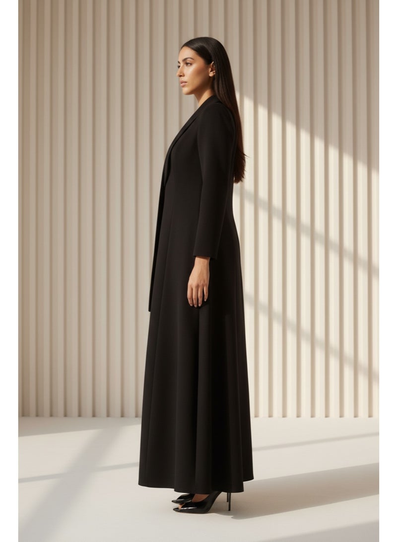 Moistreet Tailored Crepe Coat-Abaya with Asymmetric Drape - Image 2