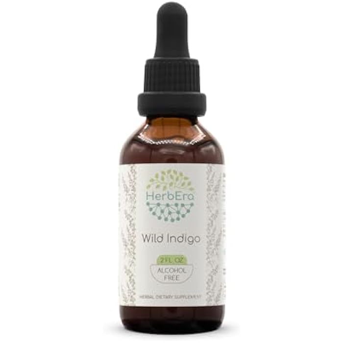 HerbEra Wild Indigo B60 Alcohol-Free Herbal Extract Tincture, Concentrated Liquid Drops Natural Wild Indigo Root (Baptisia tinctoria) Dried Root (2 fl oz) - Image 1