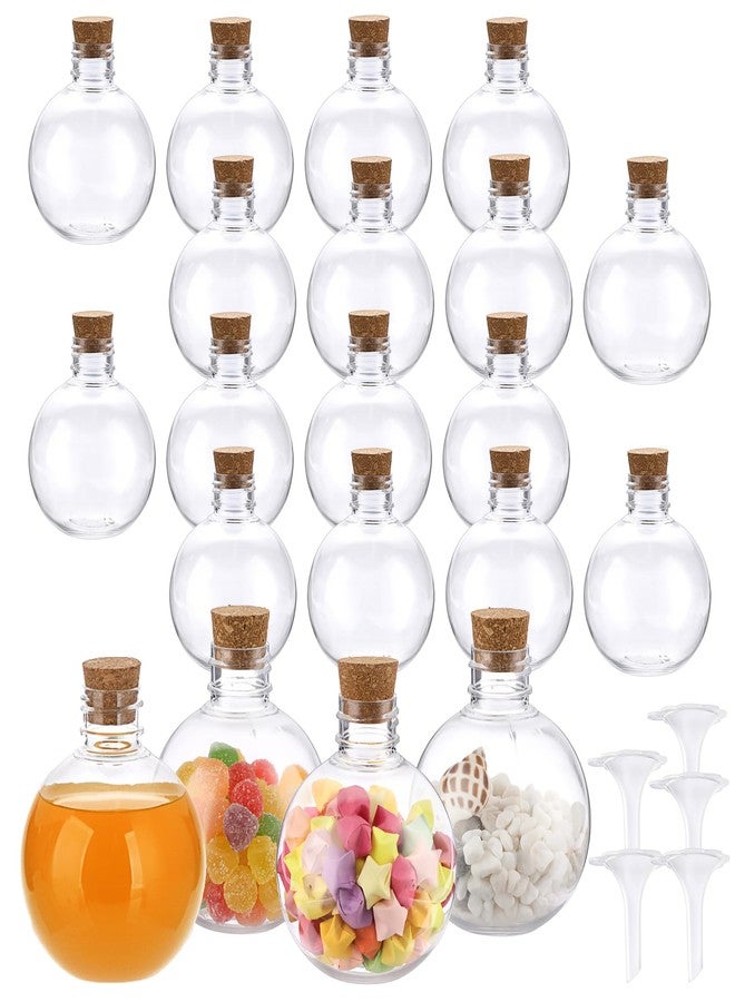GUSHBIN 20 Pack Round Jars with Wood Cork Stopper Plastic Ball Shaped Bottles for Storage Sand Candy DIY Craft Art Bottle for Decoration Small Craft Canister for Halloween Birthday Valentines - Image 1