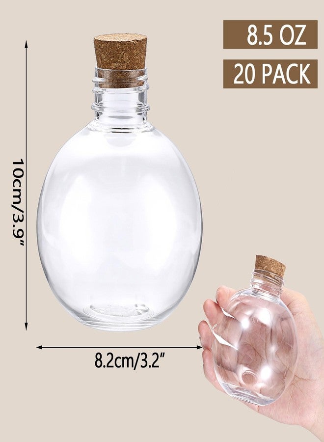 GUSHBIN 20 Pack Round Jars with Wood Cork Stopper Plastic Ball Shaped Bottles for Storage Sand Candy DIY Craft Art Bottle for Decoration Small Craft Canister for Halloween Birthday Valentines - Image 2