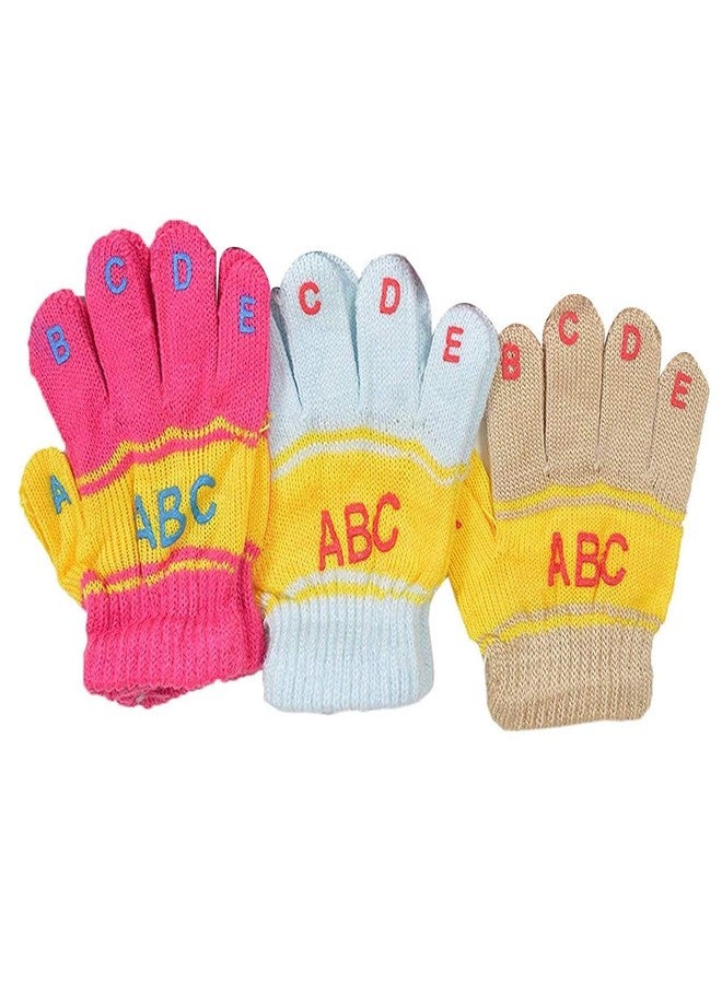 Malvina Baby Girl & Boy Soft Feel Winter Woolen ABC Hand Gloves (Multicolour)-(Pack of 0 3 Pair) - Image 1