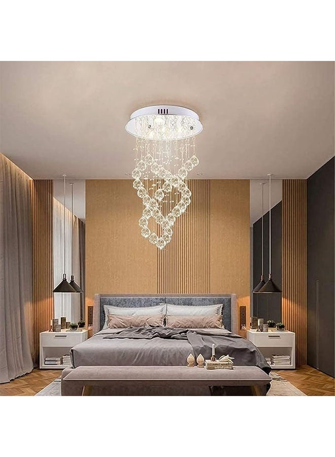 أجريون ثريا كريستال مطر حديثة بـ ٤ أضواء من نوع كيه٩، تركيب سقف مُلاصق لتجهيز إضاءة غرفة الطعام، غرفة المعيشة، غرفة النوم، الردهة. - Image 5