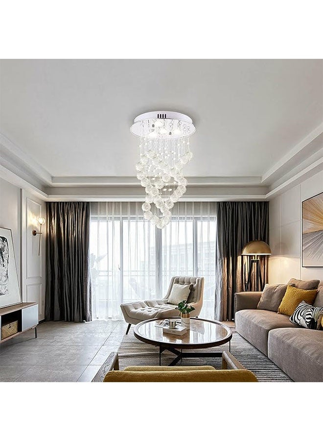 أجريون ثريا كريستال مطر حديثة بـ ٤ أضواء من نوع كيه٩، تركيب سقف مُلاصق لتجهيز إضاءة غرفة الطعام، غرفة المعيشة، غرفة النوم، الردهة. - Image 2