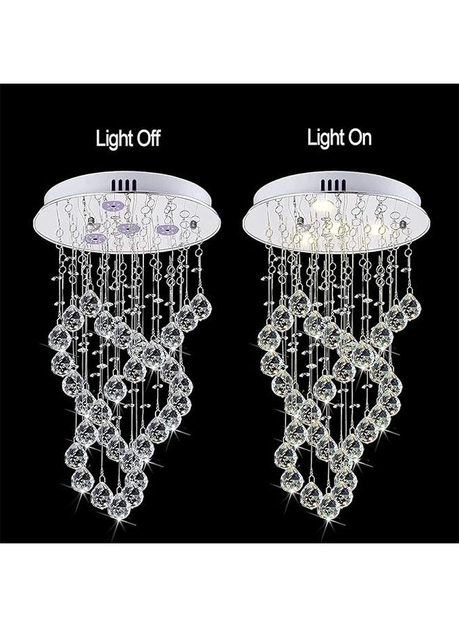 أجريون ثريا كريستال مطر حديثة بـ ٤ أضواء من نوع كيه٩، تركيب سقف مُلاصق لتجهيز إضاءة غرفة الطعام، غرفة المعيشة، غرفة النوم، الردهة. - Image 4