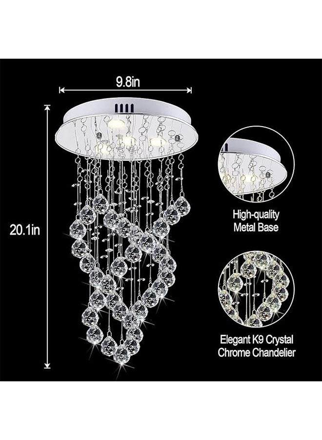 أجريون ثريا كريستال مطر حديثة بـ ٤ أضواء من نوع كيه٩، تركيب سقف مُلاصق لتجهيز إضاءة غرفة الطعام، غرفة المعيشة، غرفة النوم، الردهة. - Image 3