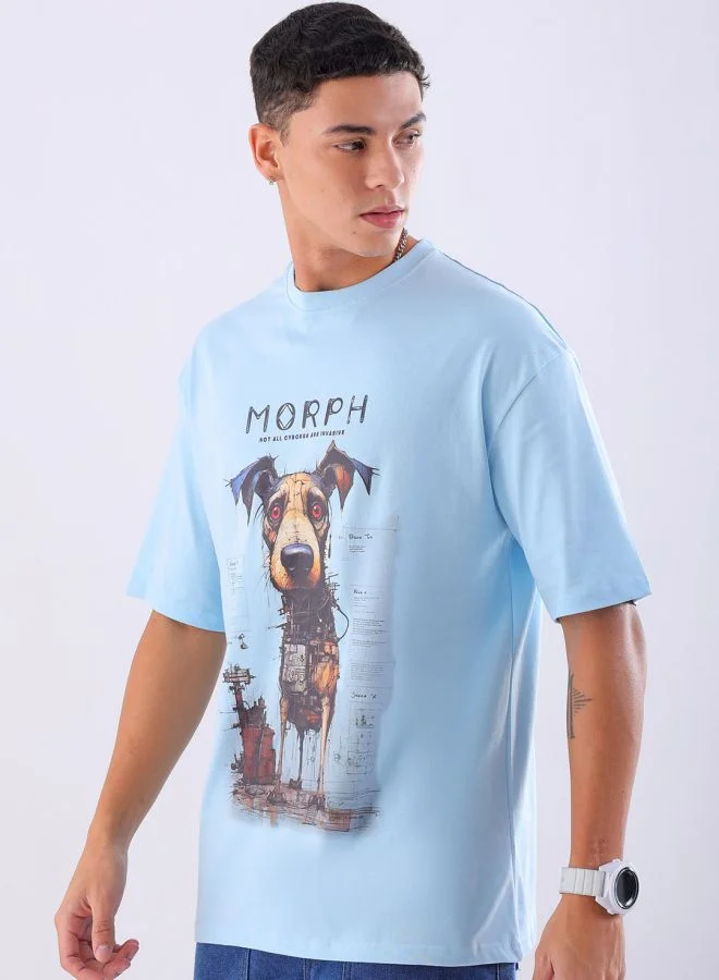 ذا انديان كراج كو Men Boxy Oversized Placement Print Round Neck Tshirt