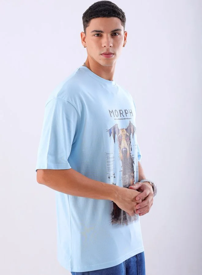 ذا انديان كراج كو Men Boxy Oversized Placement Print Round Neck Tshirt