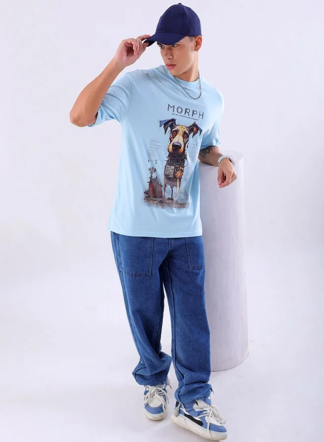 ذا انديان كراج كو Men Boxy Oversized Placement Print Round Neck Tshirt