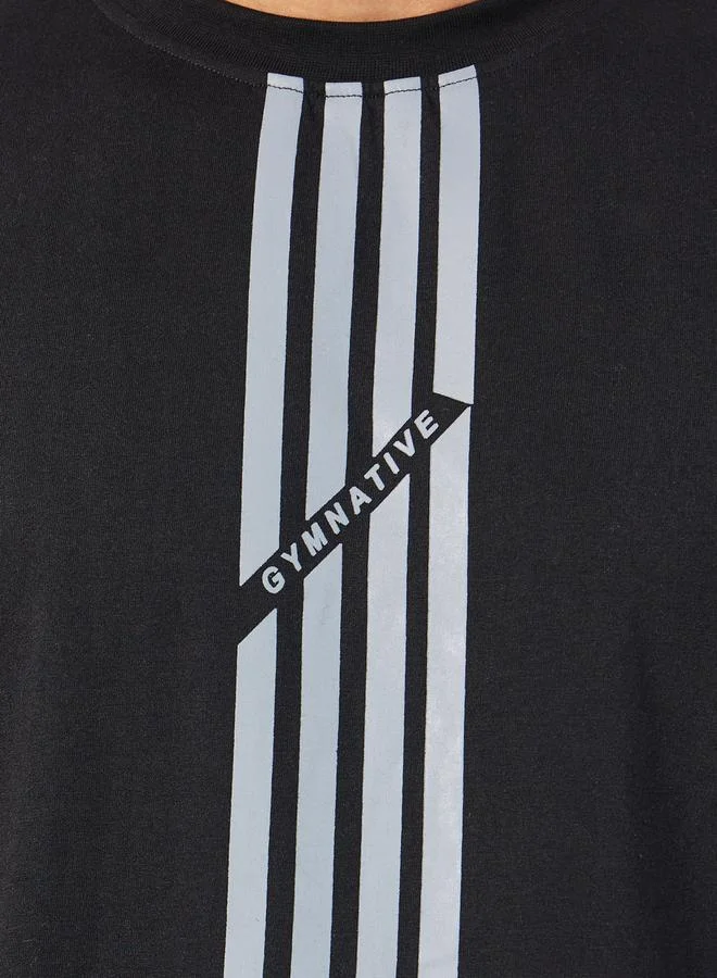Styli Front Striped Oversized Athleisure T-Shirt