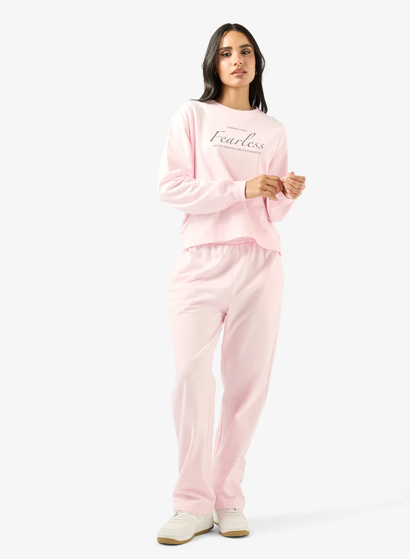 Ginger Oversize Varsity Fleece Sweatshirt & Sweatpant Set