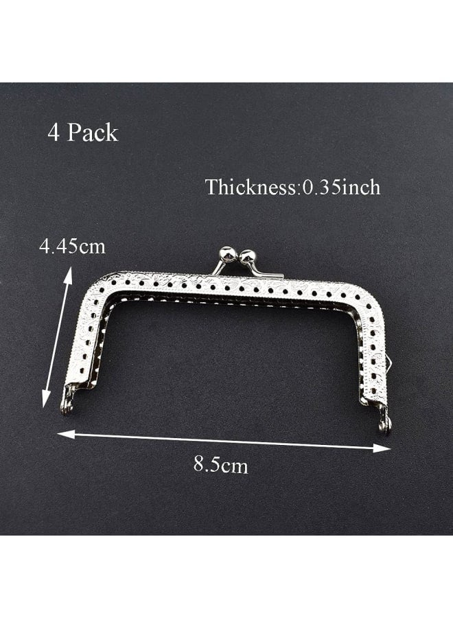 Purse Bag Kiss Clasp Frame Lock 3.35inch Arch Metal Vintage Clutch Clip Easy Smooth Open Close No Scratch Loose Gap Rattling for DIY Crochet Fabric Coin Purse Leather Bag Sewing 4pieces Silver  - Image 2
