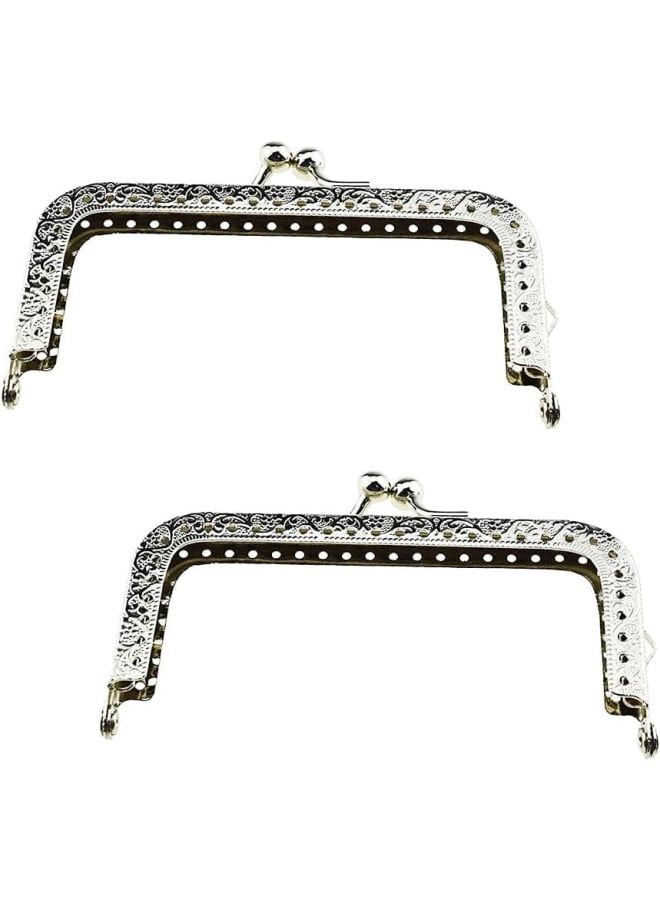 Purse Bag Kiss Clasp Frame Lock 3.35inch Arch Metal Vintage Clutch Clip Easy Smooth Open Close No Scratch Loose Gap Rattling for DIY Crochet Fabric Coin Purse Leather Bag Sewing 4pieces Silver  - Image 1