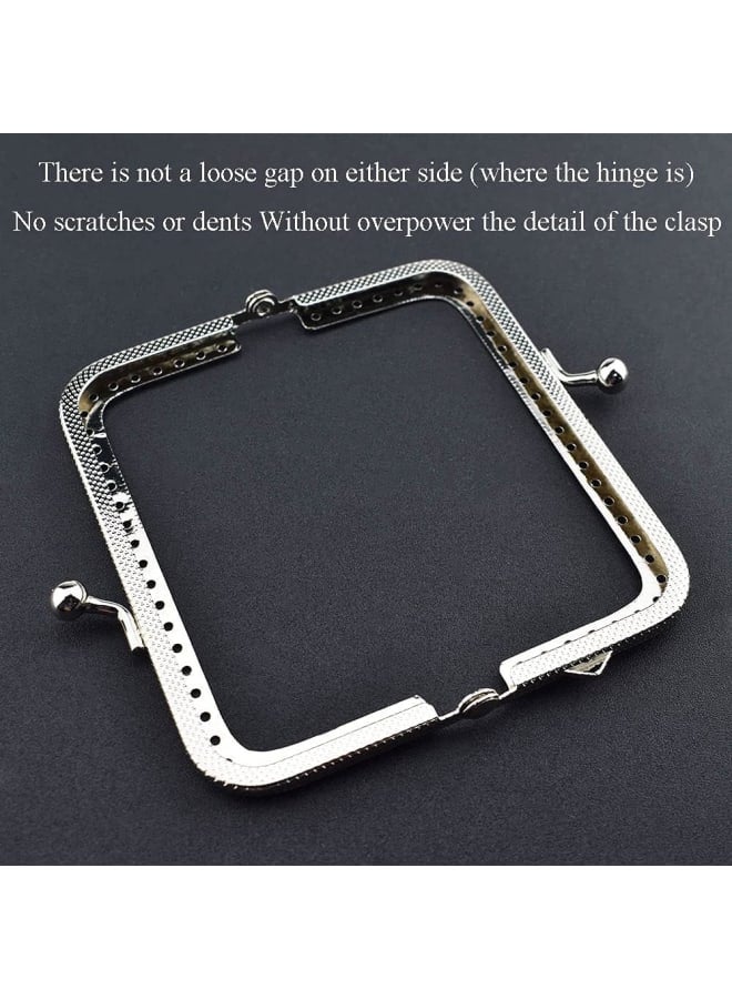 Purse Bag Kiss Clasp Frame Lock 3.35inch Arch Metal Vintage Clutch Clip Easy Smooth Open Close No Scratch Loose Gap Rattling for DIY Crochet Fabric Coin Purse Leather Bag Sewing 4pieces Silver  - Image 4