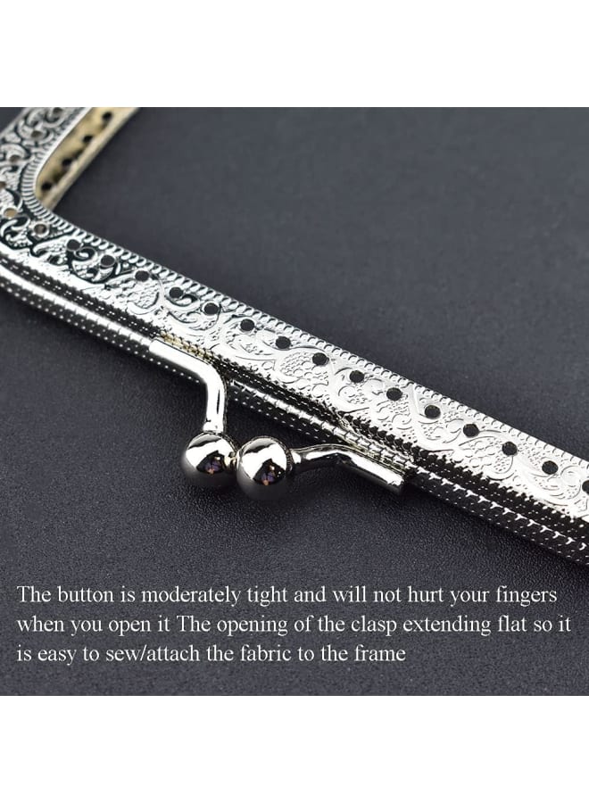 Purse Bag Kiss Clasp Frame Lock 3.35inch Arch Metal Vintage Clutch Clip Easy Smooth Open Close No Scratch Loose Gap Rattling for DIY Crochet Fabric Coin Purse Leather Bag Sewing 4pieces Silver  - Image 3