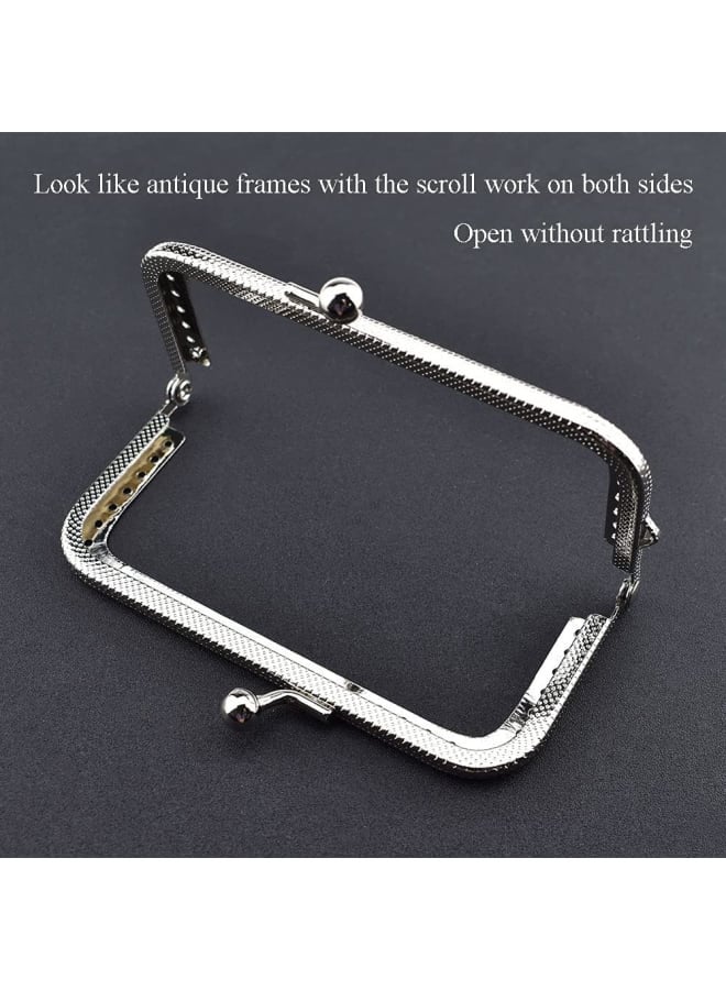 Purse Bag Kiss Clasp Frame Lock 3.35inch Arch Metal Vintage Clutch Clip Easy Smooth Open Close No Scratch Loose Gap Rattling for DIY Crochet Fabric Coin Purse Leather Bag Sewing 4pieces Silver  - Image 5