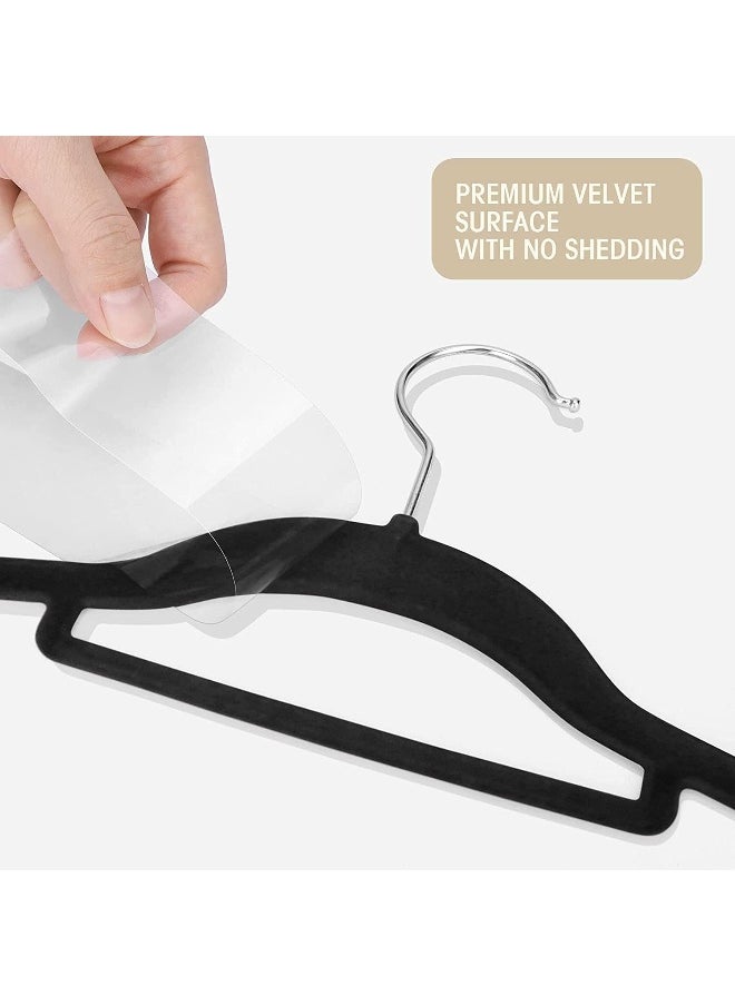 HOUSE DAY HOUSE DAY Clothes Hangers Pack of 50 Velvet Coat Hangers Black Non-Slip Space Saving Hangers Adult Hangers L16.8 D1/4"  - Image 4