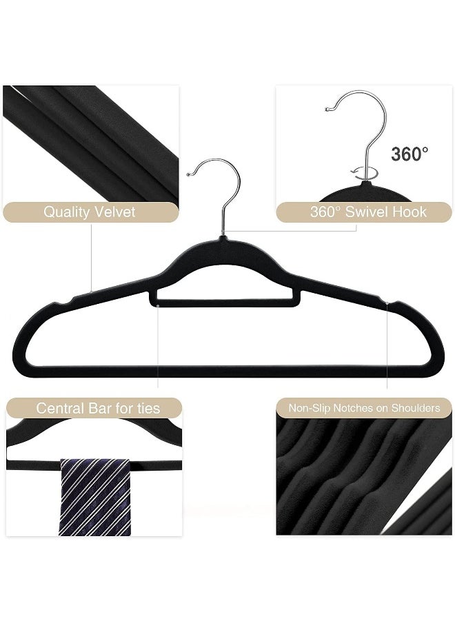 HOUSE DAY HOUSE DAY Clothes Hangers Pack of 50 Velvet Coat Hangers Black Non-Slip Space Saving Hangers Adult Hangers L16.8 D1/4"  - Image 3