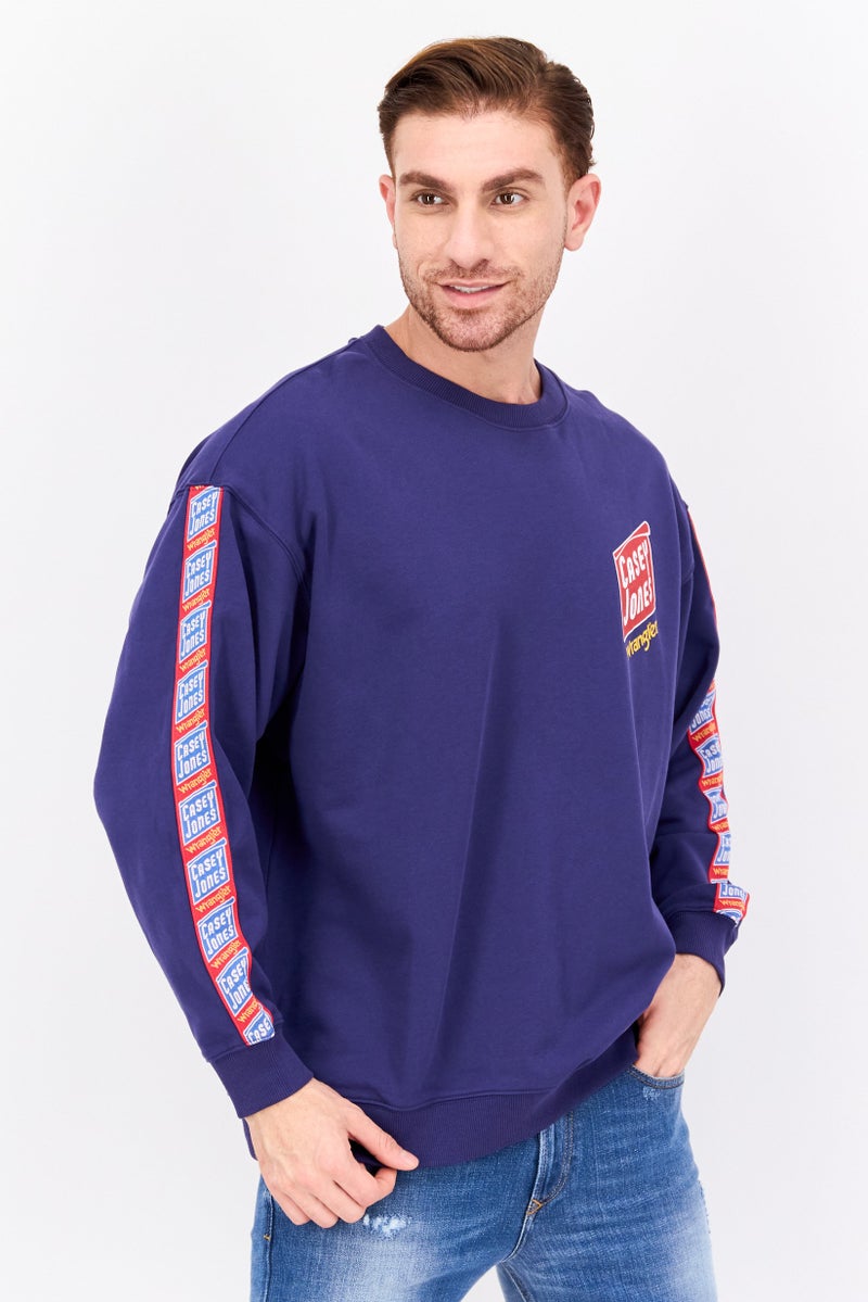Wrangler Men Crew Neck Long Sleeve Graphic Print Sweatshirt, Blue - Image 1
