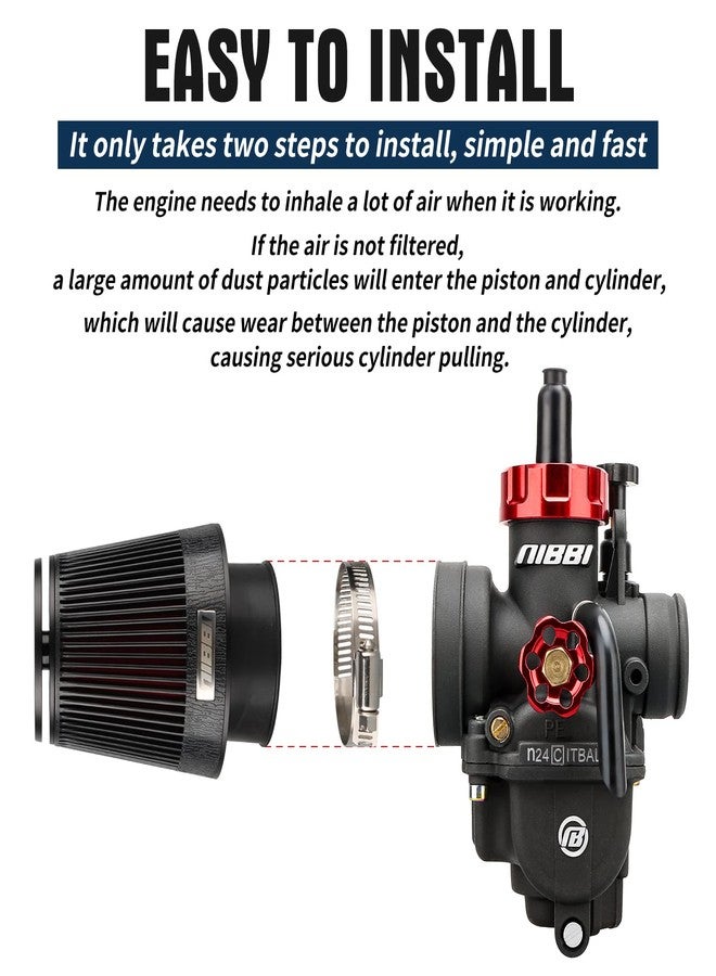 NIBBI Motorcycle Air Filter 42 mm for Moped Scooter ATV Mini Bike Dirt Bike - Image 3