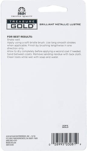 FolkArt Gold Assorted Easy to Apply DIY Crafts, Art Supplies with A Metallic Finish Treasure Paint 2 Fl Oz 59 Ml (Pack of 1) - Image 3