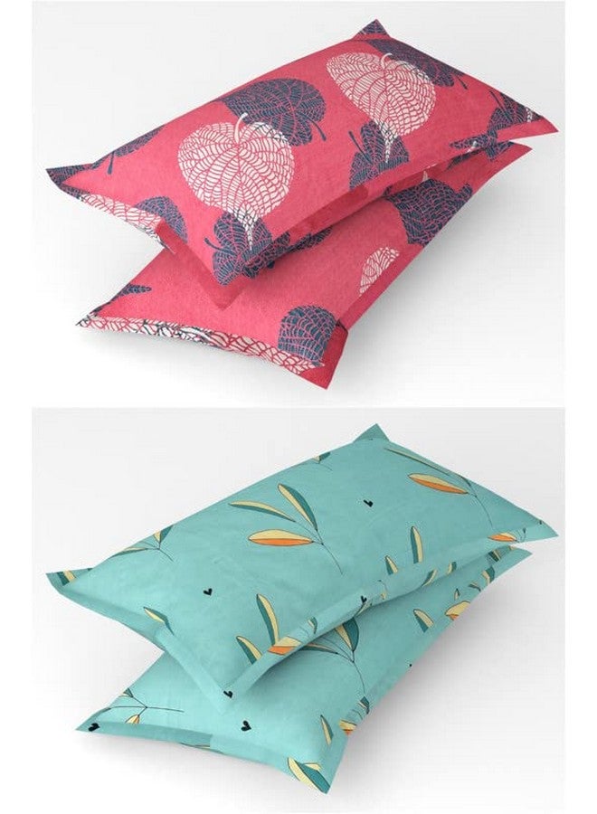VAS COLLECTIONS VAS COLLECTION Prime Combo Pack of 2 Double Bedsheet with 4 Pillow Covers | 160 TC Soft Brushed Glace Cotton -Long Lasting & Wrinkle Free - | 225X228 Cm Or 7.5X7.5 Ft-Pink & Green - Image 2
