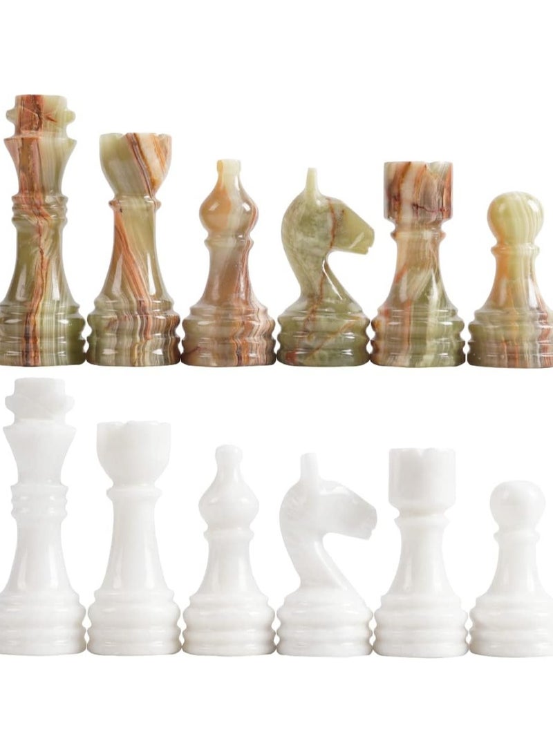 راديكالن قطع شطرنج رخامية من Radicaln مقاس 3.5 بوصة باللونين الأبيض والأخضر مصنوعة يدويًا من الرخام لشخصيات ألعاب الطاولة ومجموعة السفر على الطاولة - Image 1