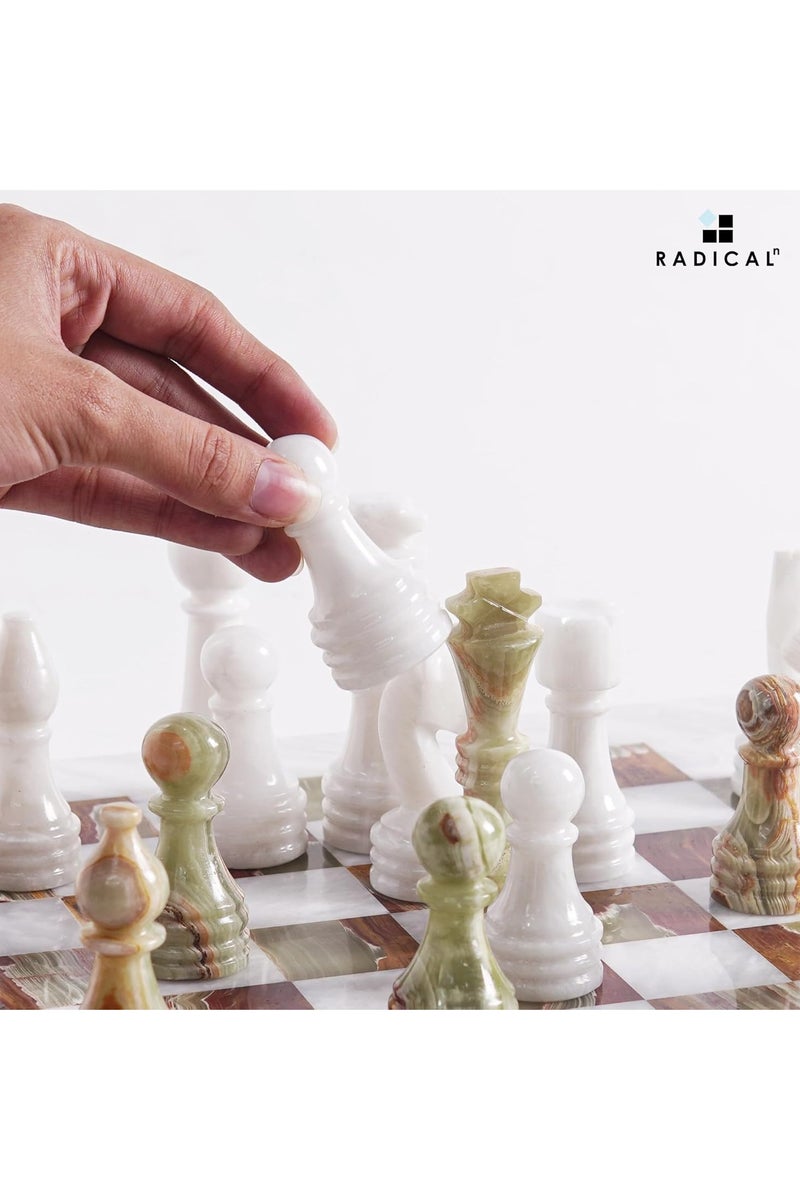 راديكالن قطع شطرنج رخامية من Radicaln مقاس 3.5 بوصة باللونين الأبيض والأخضر مصنوعة يدويًا من الرخام لشخصيات ألعاب الطاولة ومجموعة السفر على الطاولة - Image 3