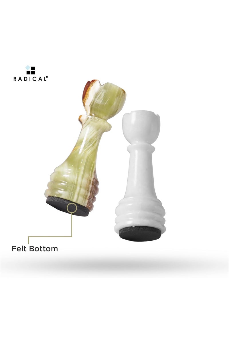 راديكالن قطع شطرنج رخامية من Radicaln مقاس 3.5 بوصة باللونين الأبيض والأخضر مصنوعة يدويًا من الرخام لشخصيات ألعاب الطاولة ومجموعة السفر على الطاولة - Image 4