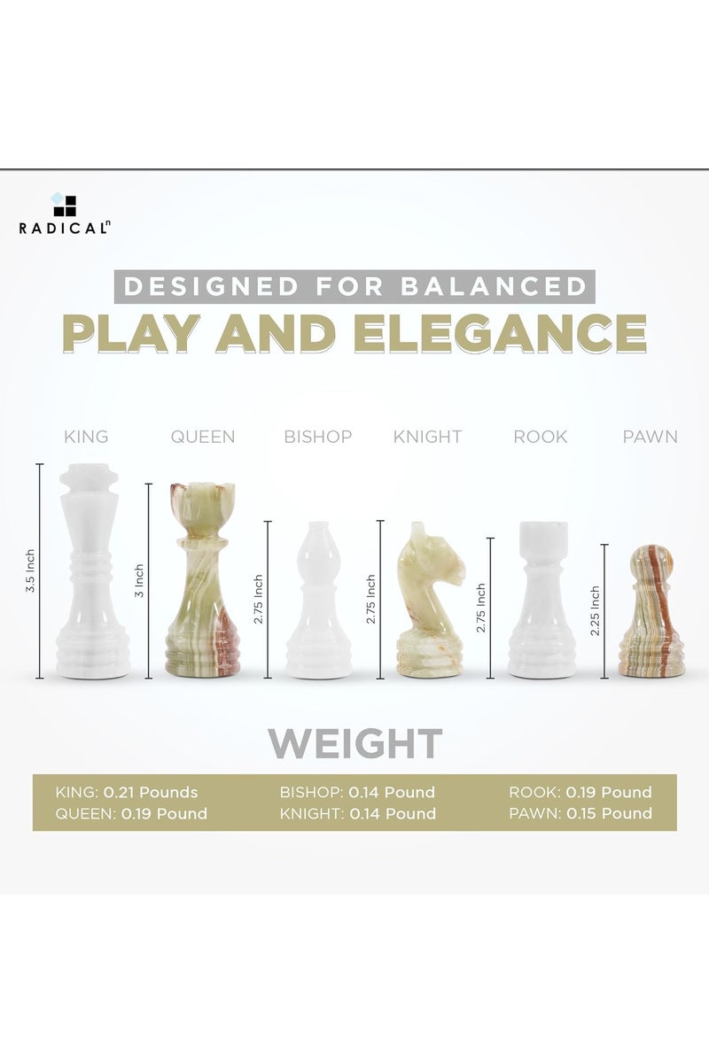 راديكالن قطع شطرنج رخامية من Radicaln مقاس 3.5 بوصة باللونين الأبيض والأخضر مصنوعة يدويًا من الرخام لشخصيات ألعاب الطاولة ومجموعة السفر على الطاولة - Image 5