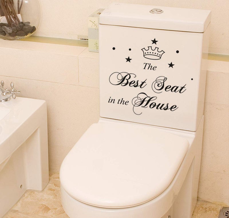 Maydahui 2 PCS Toilet Stickers The Best Seat in The House Wall Decal 11 Inch Funny Art Vinyl Quote Mural Sign Black for Bathroom Home Chair Closestool Sofa - Image 3