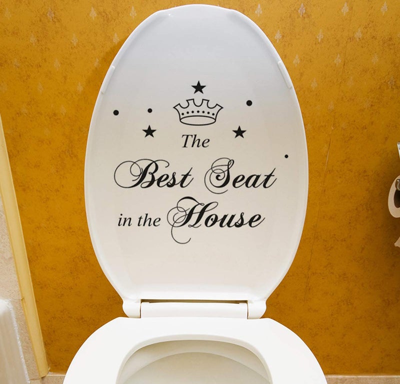 Maydahui 2 PCS Toilet Stickers The Best Seat in The House Wall Decal 11 Inch Funny Art Vinyl Quote Mural Sign Black for Bathroom Home Chair Closestool Sofa - Image 4