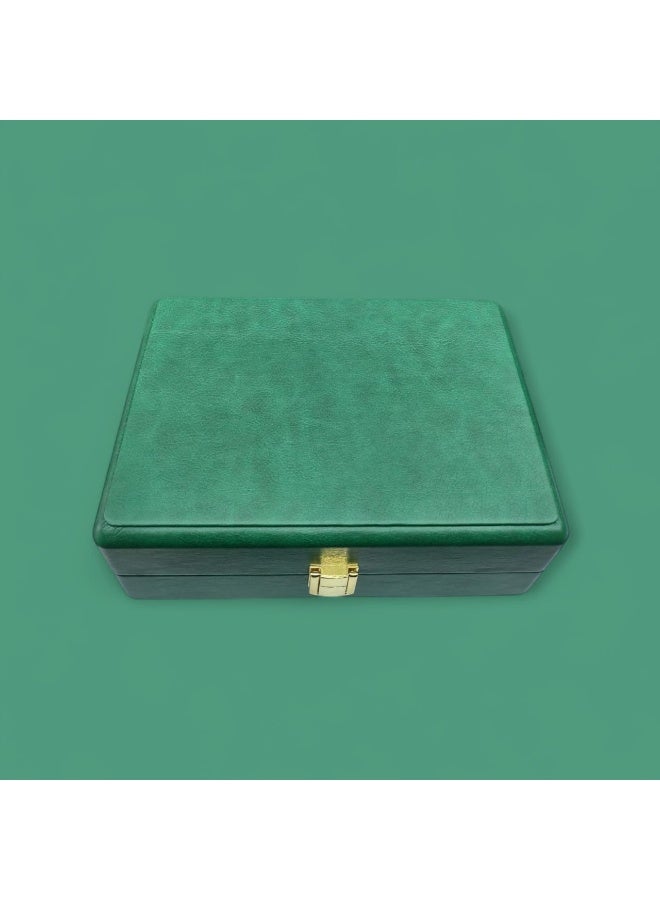 Al Seraj Luxury 48 Ring Jewellery Organizer Box Made in Dubai | Premium Green Soft Leather with Suede Interior | Lockable Ring Display Case for Gold & Diamond Storage | Elegant Jewelry Gift Box – 22.3 × 15.3 × 8.3 cm - Image 2