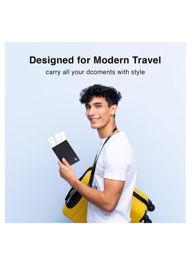  هاموندز فلاي كاتشر محفظة جواز سفر جلدية، حامل جواز سفر للرجال والنساء، منظم مستندات سفر، محفظة جواز سفر محمية بتقنية  بفتحات بطاقات للرحلات - رمادي - Image 2