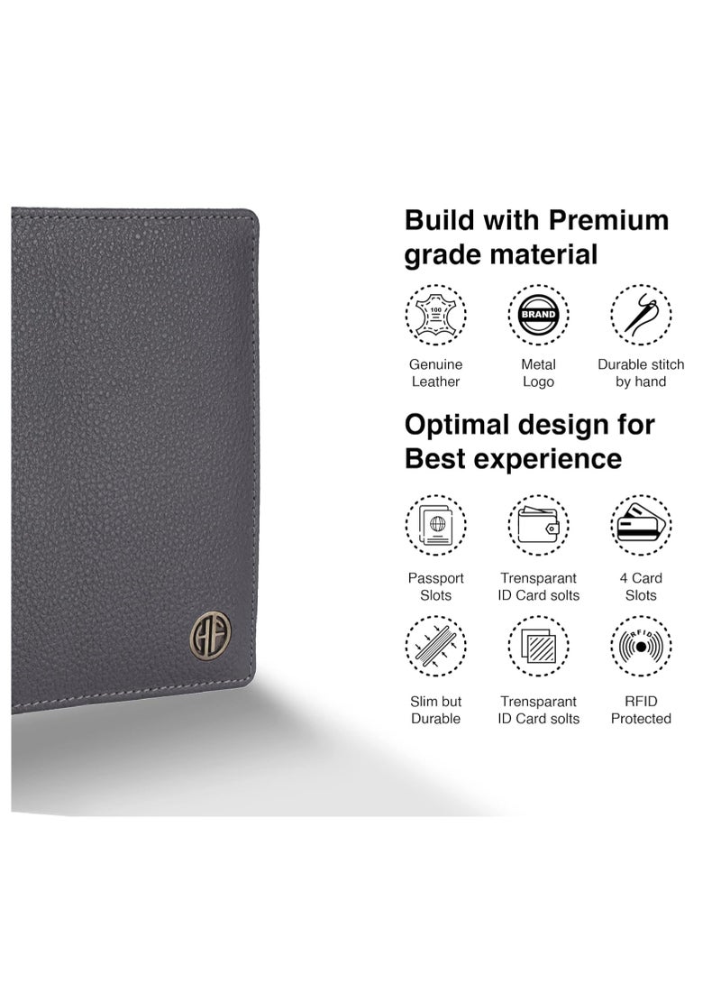  هاموندز فلاي كاتشر محفظة جواز سفر جلدية، حامل جواز سفر للرجال والنساء، منظم مستندات سفر، محفظة جواز سفر محمية بتقنية  بفتحات بطاقات للرحلات - رمادي - Image 4