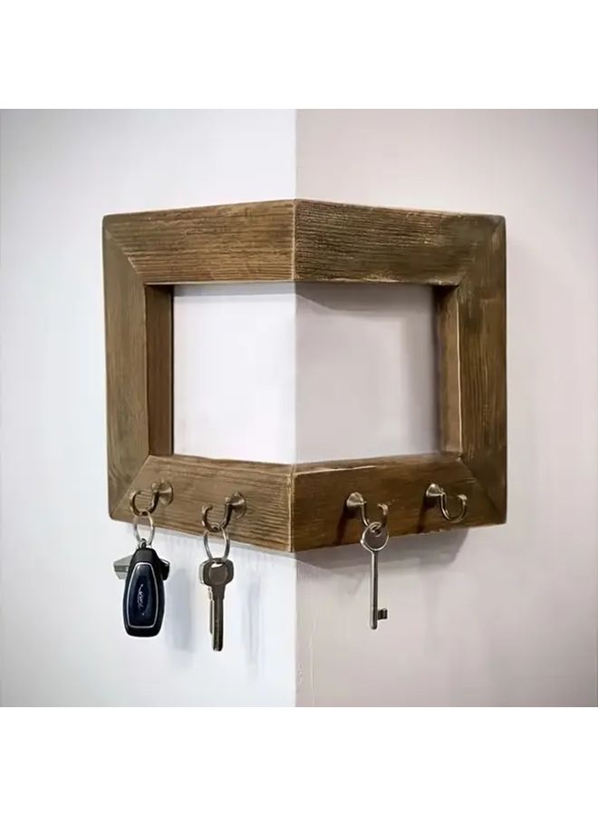 A Rustic Wall Mounted Key Rack With 4 Hooks Wooden Entryway Storage Organizer For Bedroom Home Wall Art And Crafts Type A - Image 5