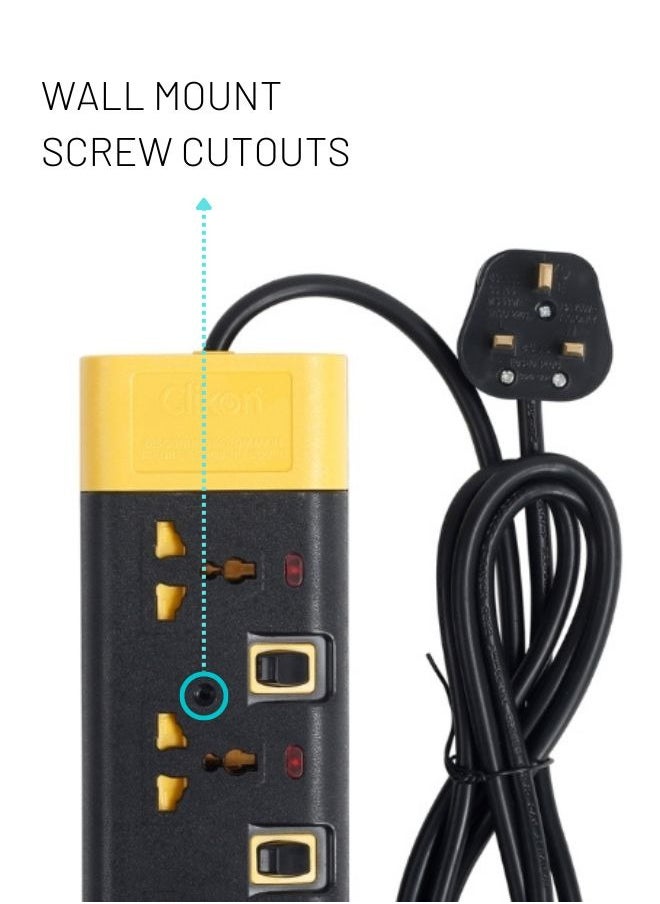 Clikon - Power Strip Extension Cord with 2 Outlets, Universal Plug Adapter and Surge Protector, Charging Socket with 3M Cable, CK550 (2 Slot 3 Meter) - Image 1