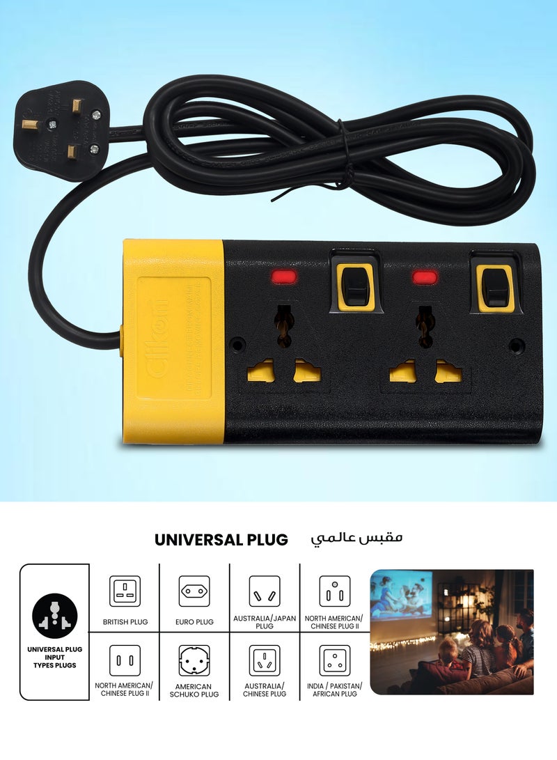 Clikon Power Strip Extension Cord with 2 Outlets, Universal Plug Adapter and Surge Protector, Charging Socket with 3M Cable, CK550 (2 Slot 3 Meter) - Image 3