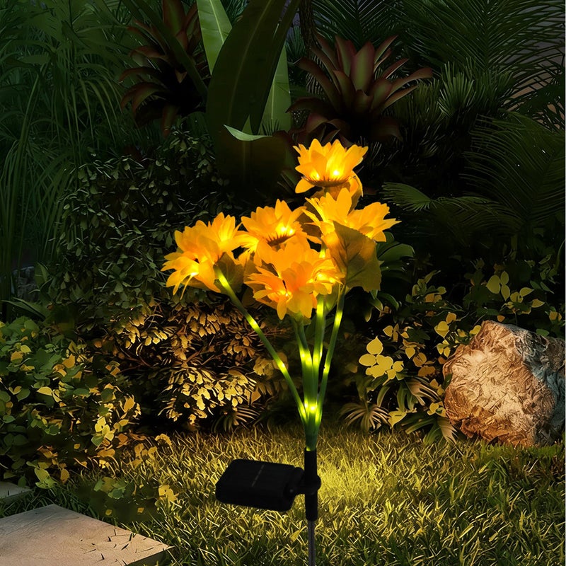 Solar Multi Head Sunflower Ground Stake Light for Outdoor Garden Landscape Lawn Decor - Image 4