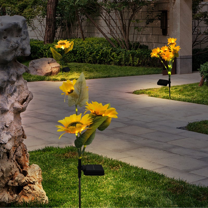 Solar Multi Head Sunflower Ground Stake Light for Outdoor Garden Landscape Lawn Decor - Image 3