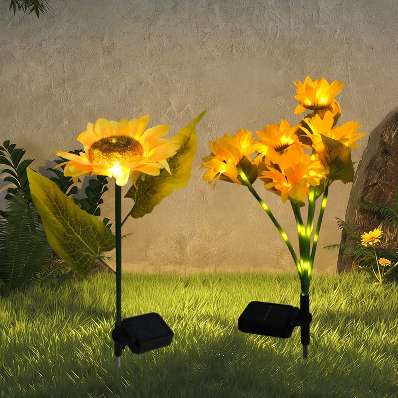 Solar Multi Head Sunflower Ground Stake Light for Outdoor Garden Landscape Lawn Decor - Image 5