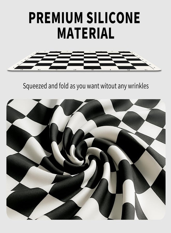 LEAP Tournament Chess Set/ 20''x20'' Foldable Silicone Chess Board / 3.75'' King Height Plastic Quadruple Weighted Classic Staunton Pieces/Storage Bag for Beginner Adult - Image 2