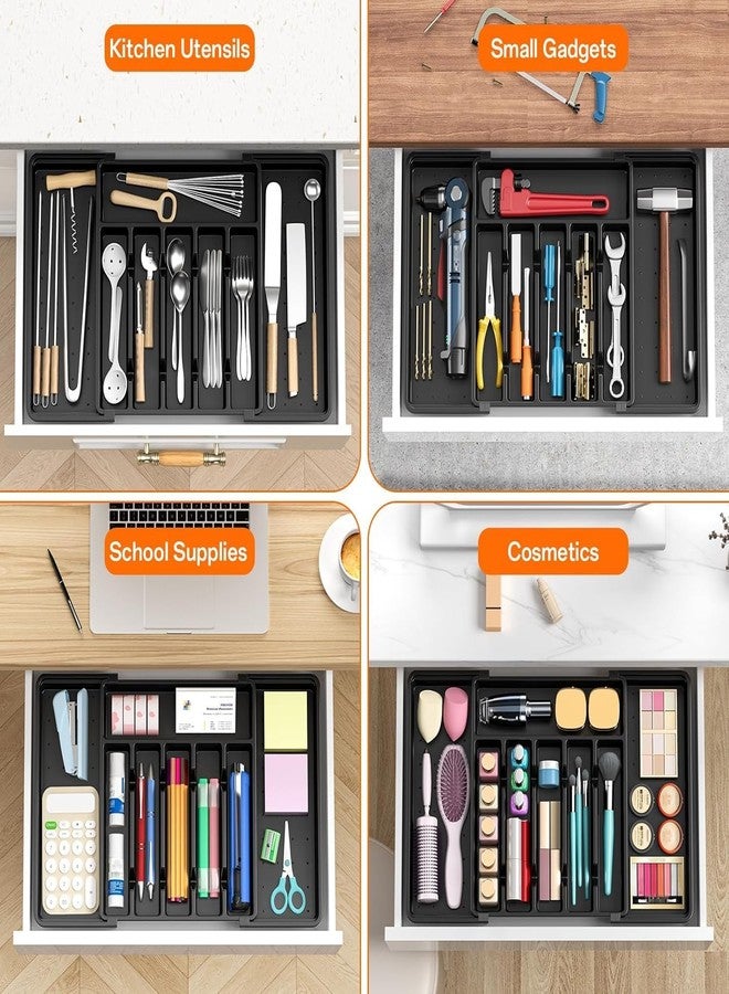 Finner Premium Expandable Cutlery Drawer Organizer | Adjustable Kitchen Utensil Tray | Food-Grade, BPA-Free & Sturdy Design (Black) - Image 4