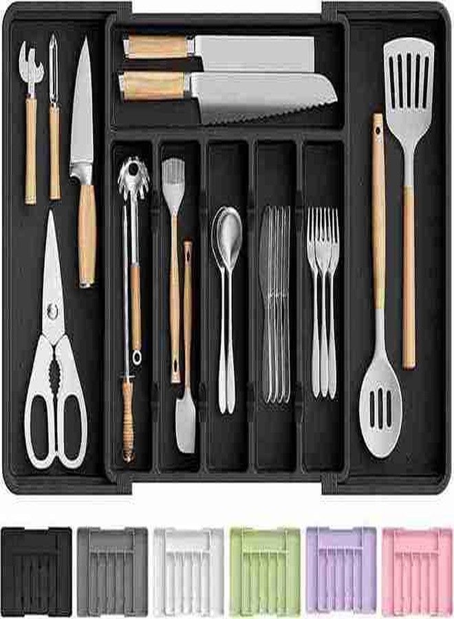 Finner Premium Expandable Cutlery Drawer Organizer | Adjustable Kitchen Utensil Tray | Food-Grade, BPA-Free & Sturdy Design (Black) - Image 1