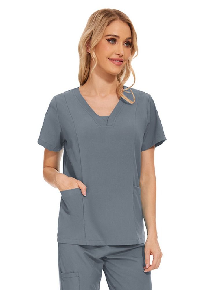 Gasin Medical Scrubs, Women's Medical Scrubs, Grey, Medical Uniform, Medical Scrub Sets  - Image 2