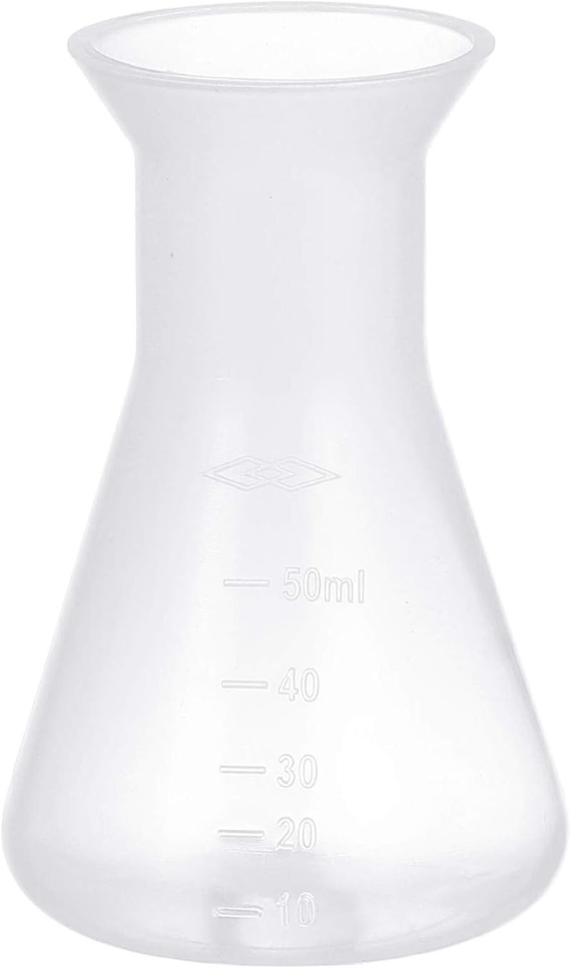 comfrt Laboratory Flask, Conical Flask for Laboratory, Plastic Erlenmeyer Flask, 50ml Graduated Flask Set, Narrow Neck, without Cap, Pack of 5 - Image 2