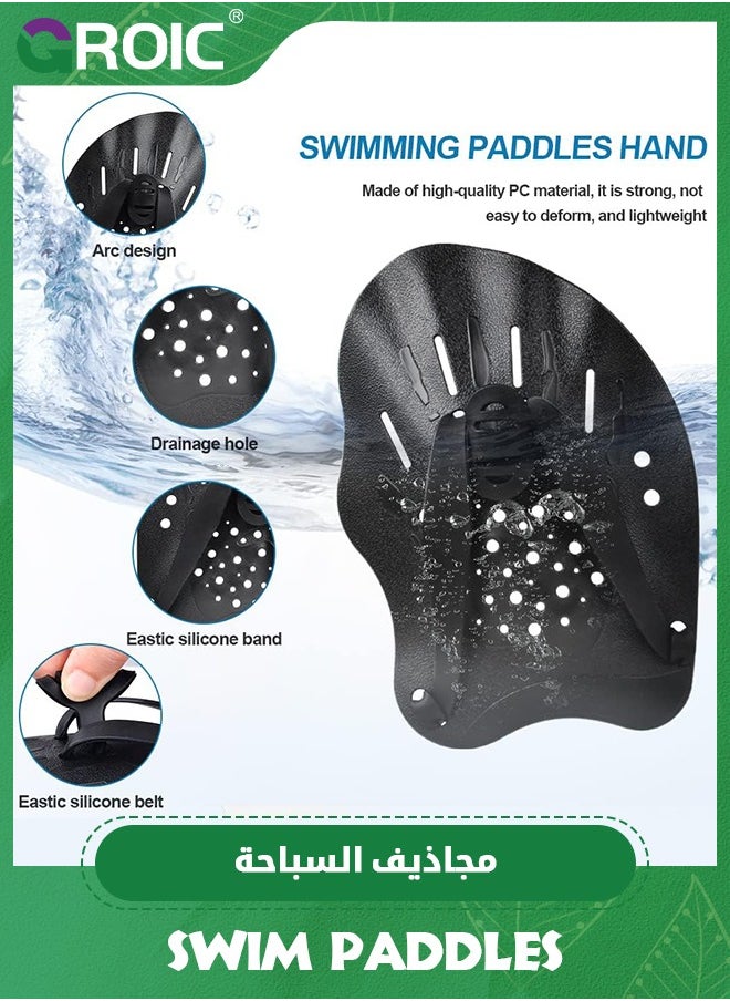 GROIC Swimming Paddles for Hands, Swimming Training Hand Paddles with Adjustable Straps, Swim Paddles for Adult Children Unisex Professional Swimming Accessories, Swimming Training Aid Aquatic Gloves  - Image 3