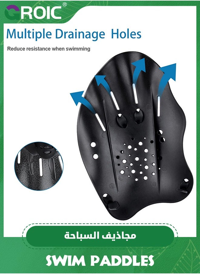 GROIC Swimming Paddles for Hands, Swimming Training Hand Paddles with Adjustable Straps, Swim Paddles for Adult Children Unisex Professional Swimming Accessories, Swimming Training Aid Aquatic Gloves  - Image 5