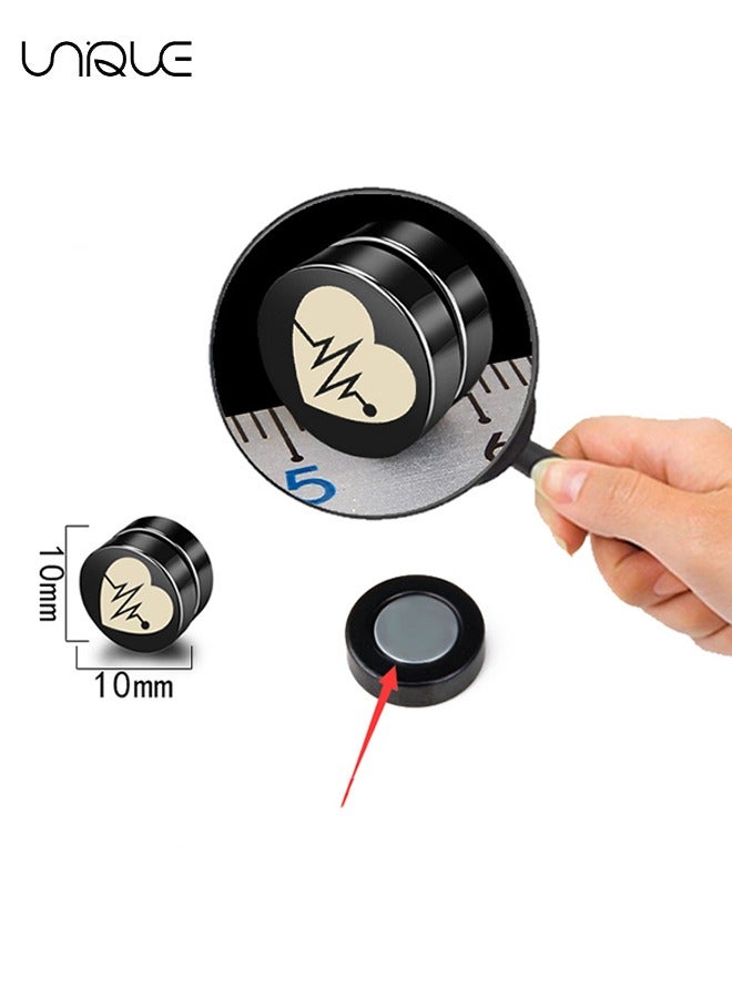 يونيك مشابك الأذن - أقراط مغناطيسية أسود ECG - مشبك غير مثقب - مخصص - بدون ثقب للأذن - أزياء أقراط رجالية - هيبوالرجينيك - هدية عيد ميلاد - Image 2