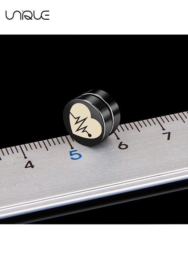 يونيك مشابك الأذن - أقراط مغناطيسية أسود ECG - مشبك غير مثقب - مخصص - بدون ثقب للأذن - أزياء أقراط رجالية - هيبوالرجينيك - هدية عيد ميلاد - Image 3