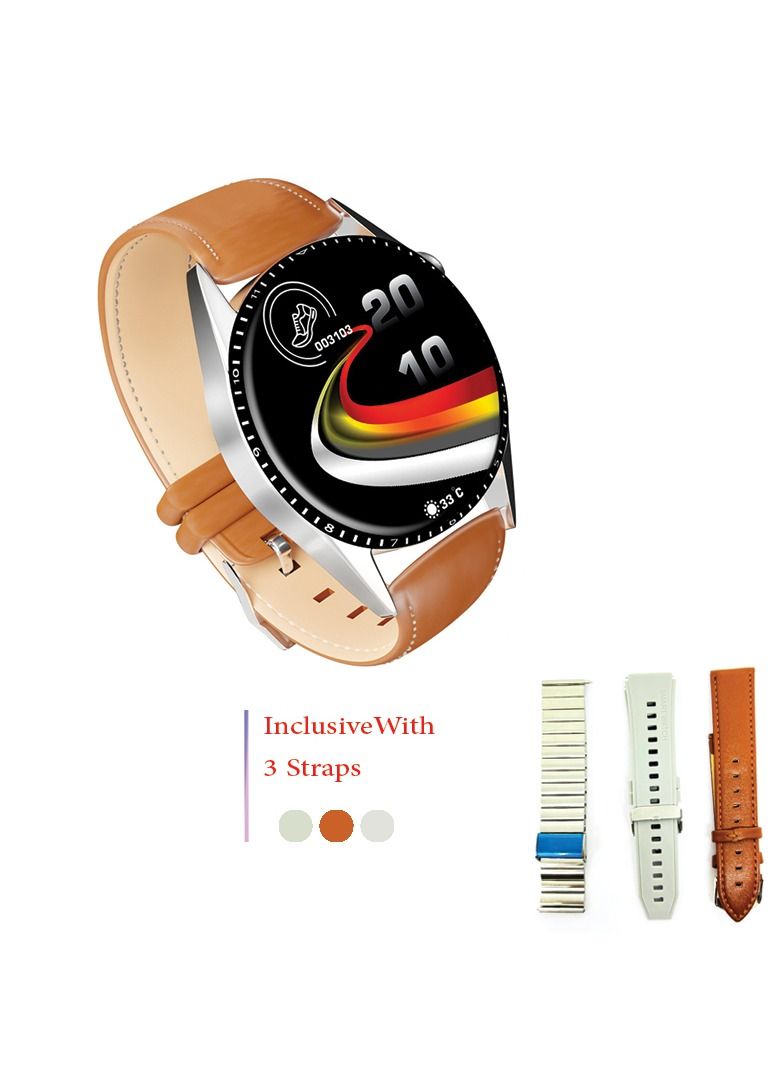 Max & Max Smart Watch for Men & Women – Cruise Collection Water Resistant Fitness Tracker with Bluetooth Calling, Heart Rate & Sleep Monitor, 3 Replaceable Straps (Grey, Silver, Brown) – Compatible with iOS & Android - Image 3